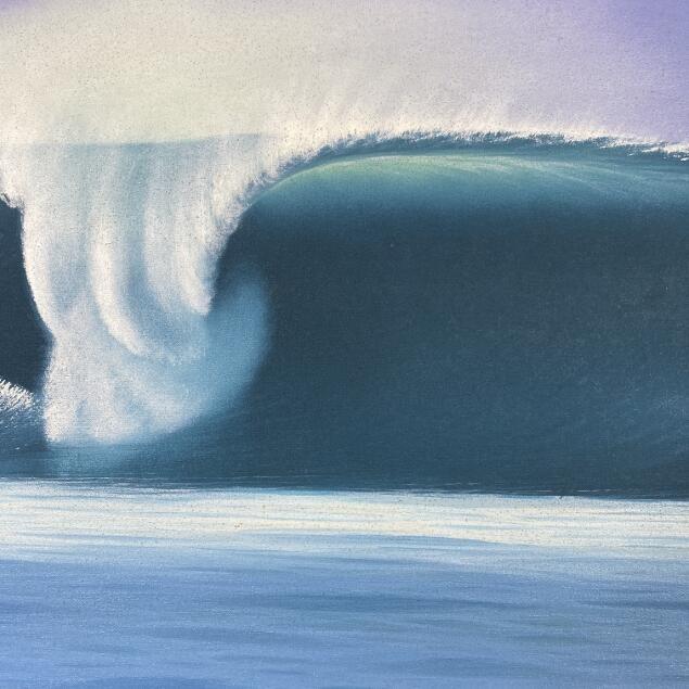 波の絵 windy 海の絵 波 アート 壁掛け 額付き 73×43cm バリ絵画