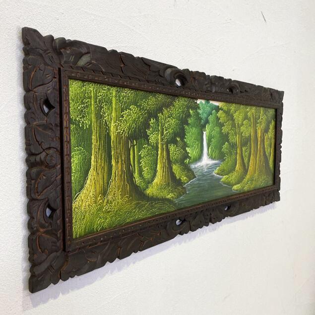 バリ島 油絵 彫刻額付き バリ島 油絵 彫刻額付き