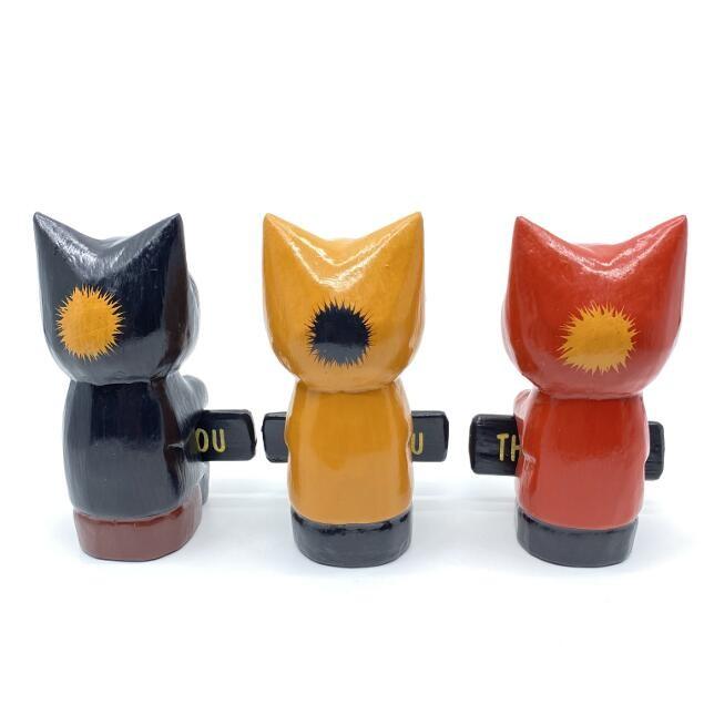 バリネコ ウェルカムサインボード 木製オブジェ 3色 木彫り バリ猫