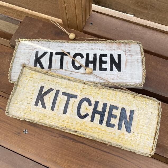 ドアプレート KITCHEN キッチン プレート 木製 2色 アンティーク調 