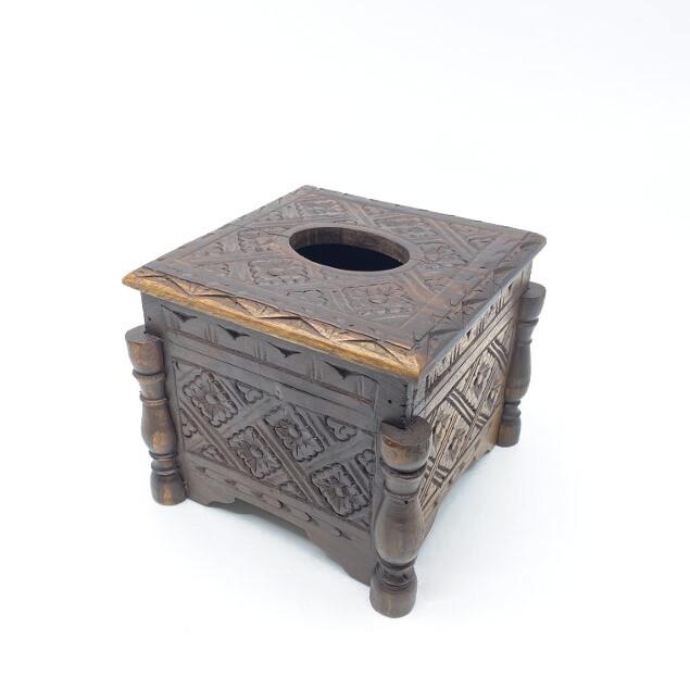 バリ彫刻 アジアンウッドボックス 穴開きタイプ 15×15cm 木箱 小物入れ