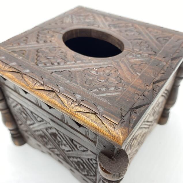バリ彫刻 アジアンウッドボックス 穴開きタイプ 15×15cm 木箱 小物入れ