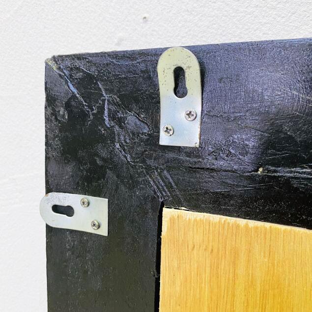 アジアンミラー 軽石タイル フレーム 鏡 H60 W45 壁掛けミラー 木製