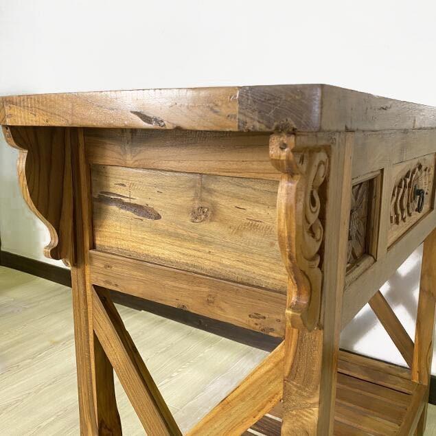 コンソールテーブル アンティーク調 ブラウン 引出し1つ アジアン家具