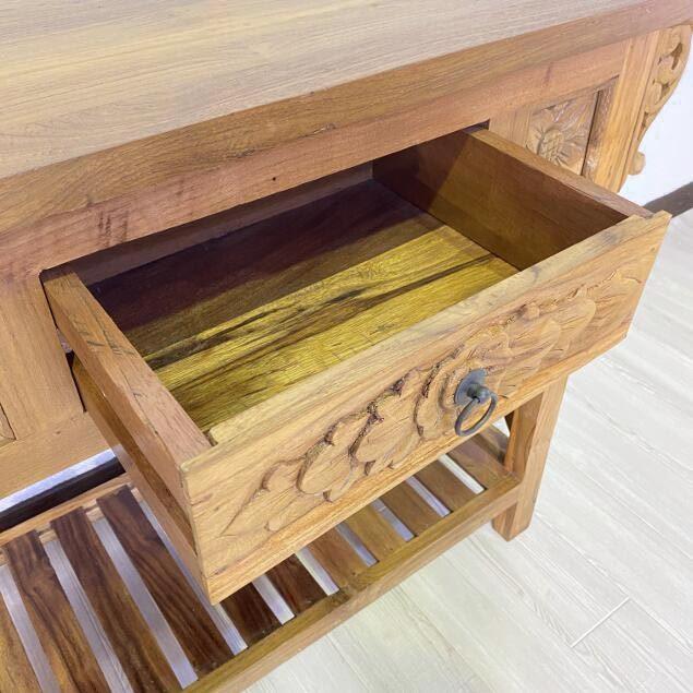 コンソールテーブル アンティーク調 ブラウン 引出し1つ アジアン家具