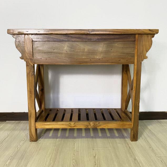 コンソールテーブル アンティーク調 ブラウン 引出し1つ アジアン家具