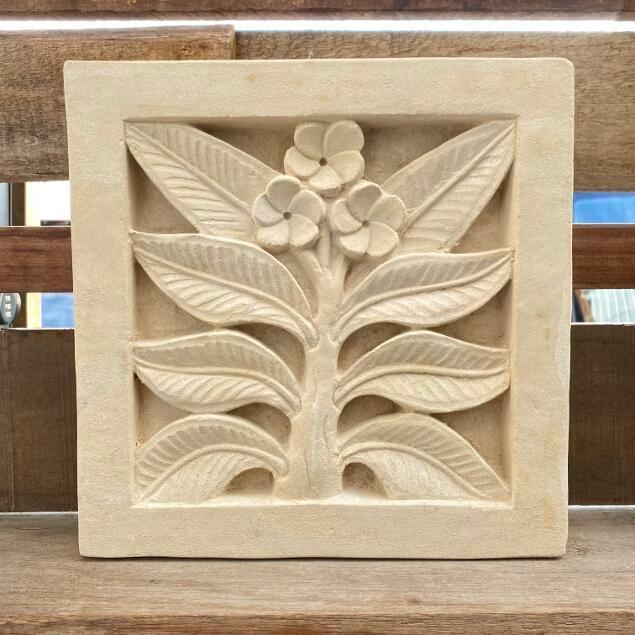 @ハナ　プルメリア ストーンレリーフ 4個セット 石のレリーフ お花4 アジアン雑貨 バリ インテリア おしゃれ