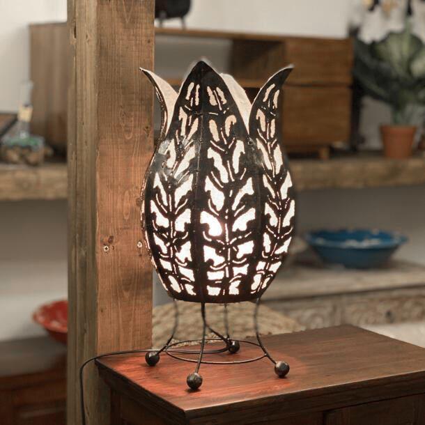 アイアン透かし チューリップ型 スタンドランプ H40cm バリ島製 フロア