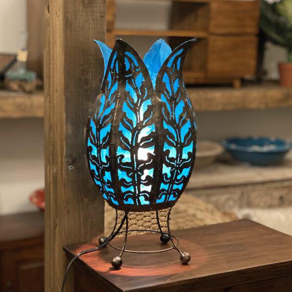 アイアン透かし チューリップ型 スタンドランプ H40cm バリ島製 フロア