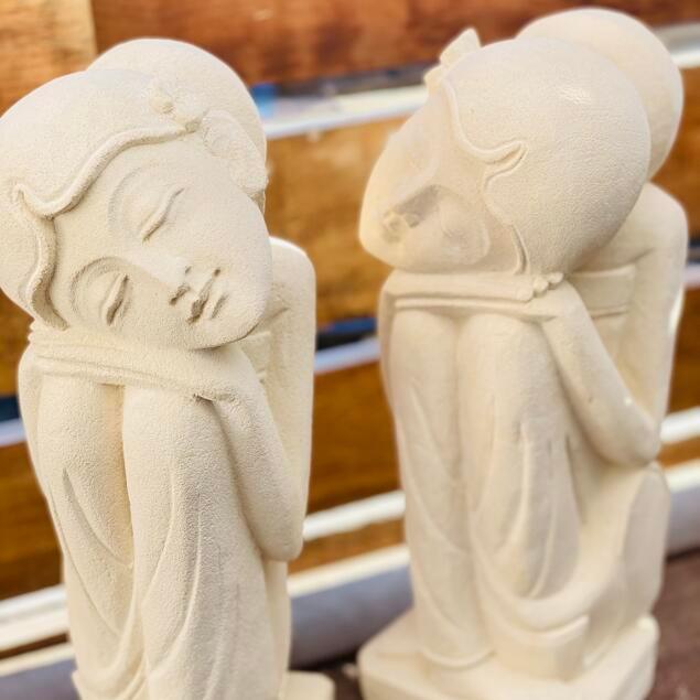 石像 バリニーズ ペア パラス石 H30cm 置物 ガーデンオブジェ 小人