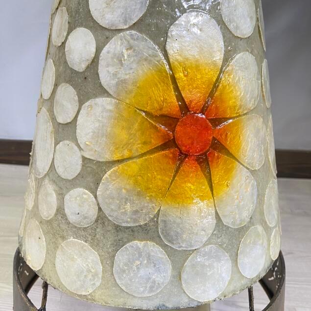 アジアン バリ島 ココナッツ ランプシェード オブジェ 置物 花柄 ランプ