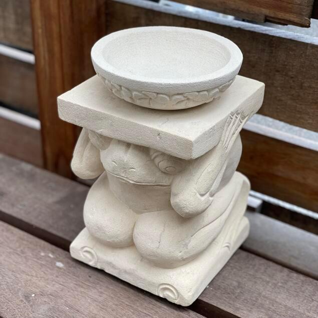 アジアン バリ島 噴水 水盤 カエル プルメリア パラスストーン 置物