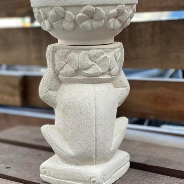 石像 天然石 皿持ちカエル H26cm パラス石 バリ島 彫刻 オブジェ 動物 ...