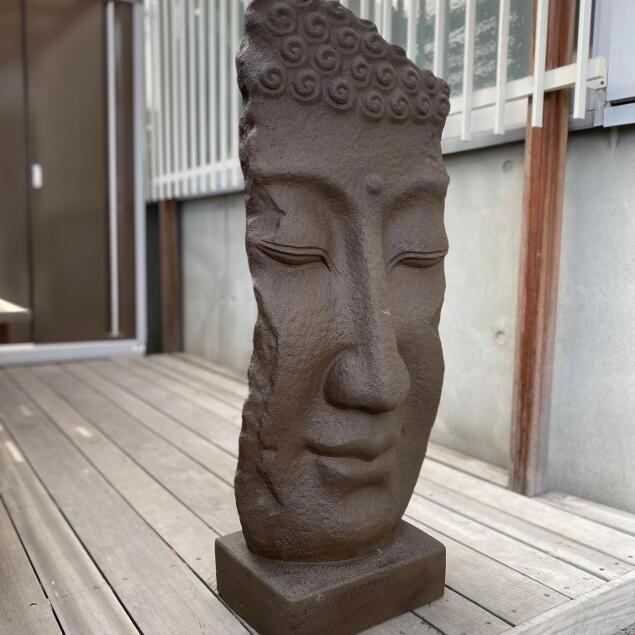 石像 ブッタ 顔 フェイス 3色 ガーデンオブジェ 大型 樹脂セメント