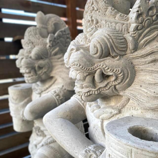 バリ島の石像 ラクササ像 白 H105 2体(左右) 1セット ハヌマン