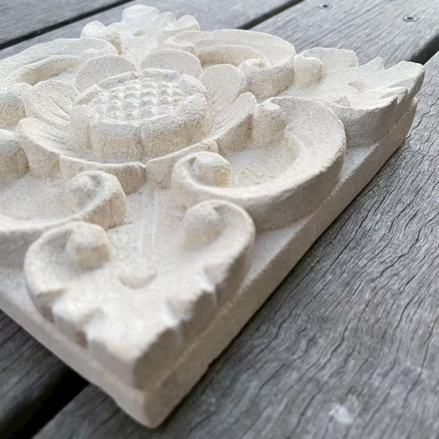 バリ島石材 ストーンレリーフ 15×15cm 厚み3cm 6タイプ フラワータイル