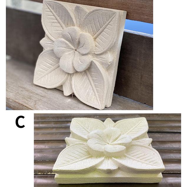 バリ島石材 ストーンレリーフ 15×15cm 厚み3cm 6タイプ フラワータイル