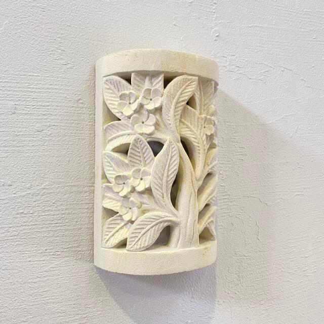 ランプシェード プルメリア＆葉 石のランプ 天然石 壁掛け