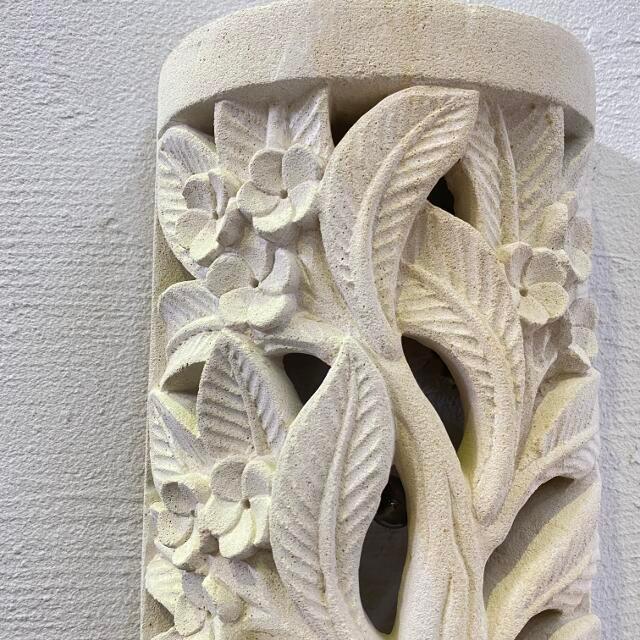 ランプシェード プルメリア＆葉 石のランプ 天然石 壁掛け