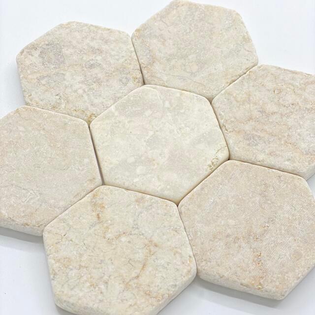天然石 大理石 モザイク タイル 六角形 28個1セット バラ売り 訳あり