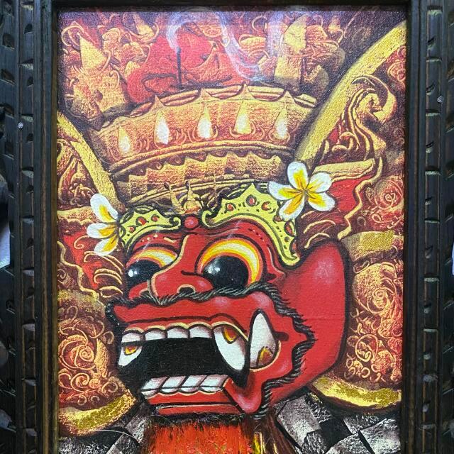 バリ絵画 神獣の絵 バロン ひげ付 W33×H63 バリ アート 額縁 バリ絵画 神獣の絵 バロン ひげ付 W33×H63 バリ アート 額縁