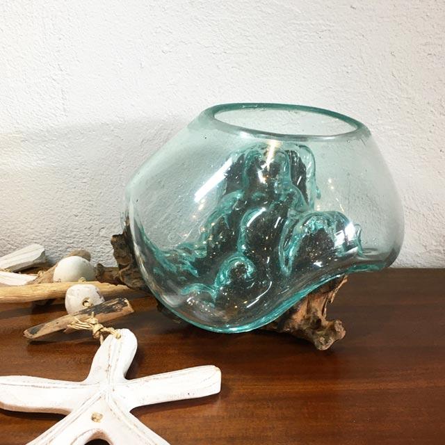 流木ガラス スタンド付 ガラスボトル オブジェ 3F おしゃれ 花瓶