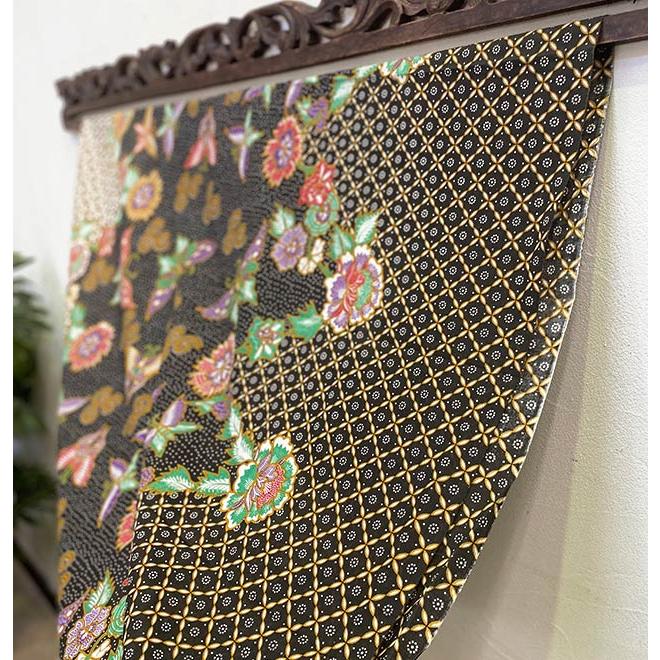 バティック マルチカバー 蝶 花 115×175 茶系 布 テーブルクロス