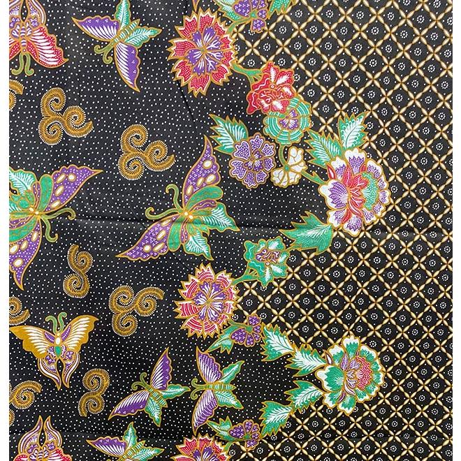 バティック マルチカバー 蝶 花 115×175 茶系 布 テーブルクロス