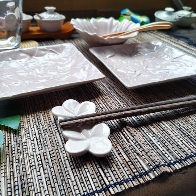 ジェンガラケラミック 箸置き 2個1セット 2色 グリーン ピンク