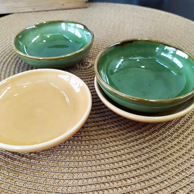 丸皿 小皿 セット 2個1セット グリーン イエロー 2色 ジェンガラ