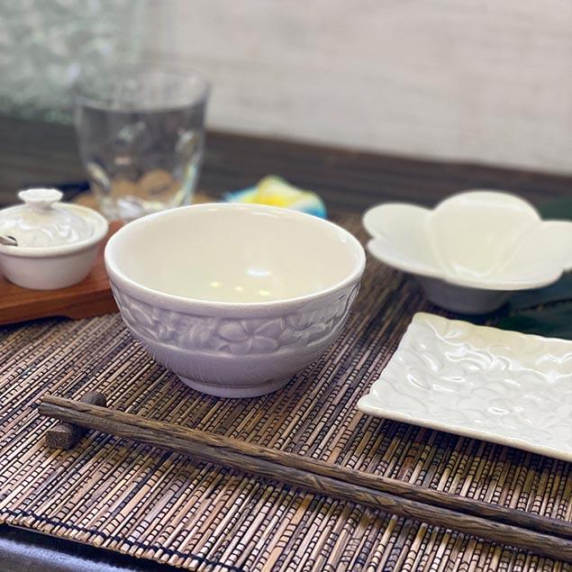 平皿 小皿 角皿 プルメリア 白 2枚1セット ジェンガラケラミック 正規