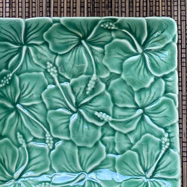 ジェンガラ 角皿 平皿 小皿 ハイビスカス 2枚1セット 3色 14×14cm 白