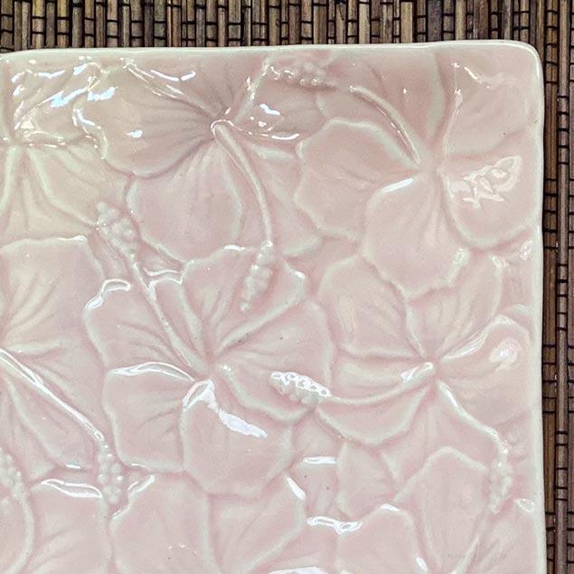 ジェンガラ 角皿 平皿 小皿 ハイビスカス 2枚1セット 3色 14×14cm 白