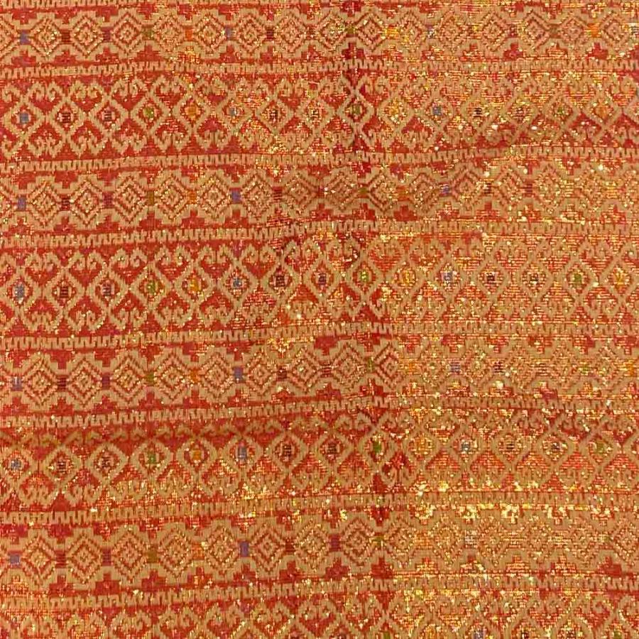 イカット テーブルランナー 金糸 ピンク系 B 200×50cm 布 アジアン
