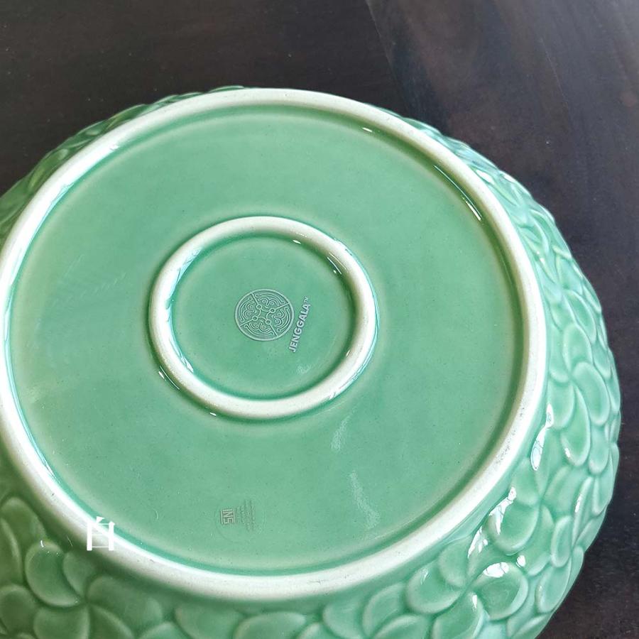 ジェンガラケラミック サラダボウル 深皿 プルメリア 3色 白 青緑