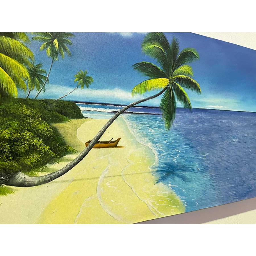 ビーチ 海とヤシの木 W120×H60cm バリ 絵画 アートパネル バリ絵画 バリ島 【ジャングル】 リゾート サーフィン