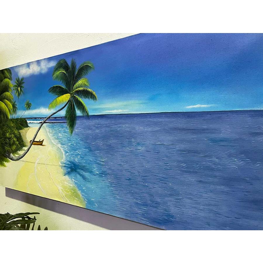 ビーチ 海とヤシの木 W120×H60cm バリ 絵画 アートパネル バリ絵画 バリ島 【ジャングル】 リゾート サーフィン