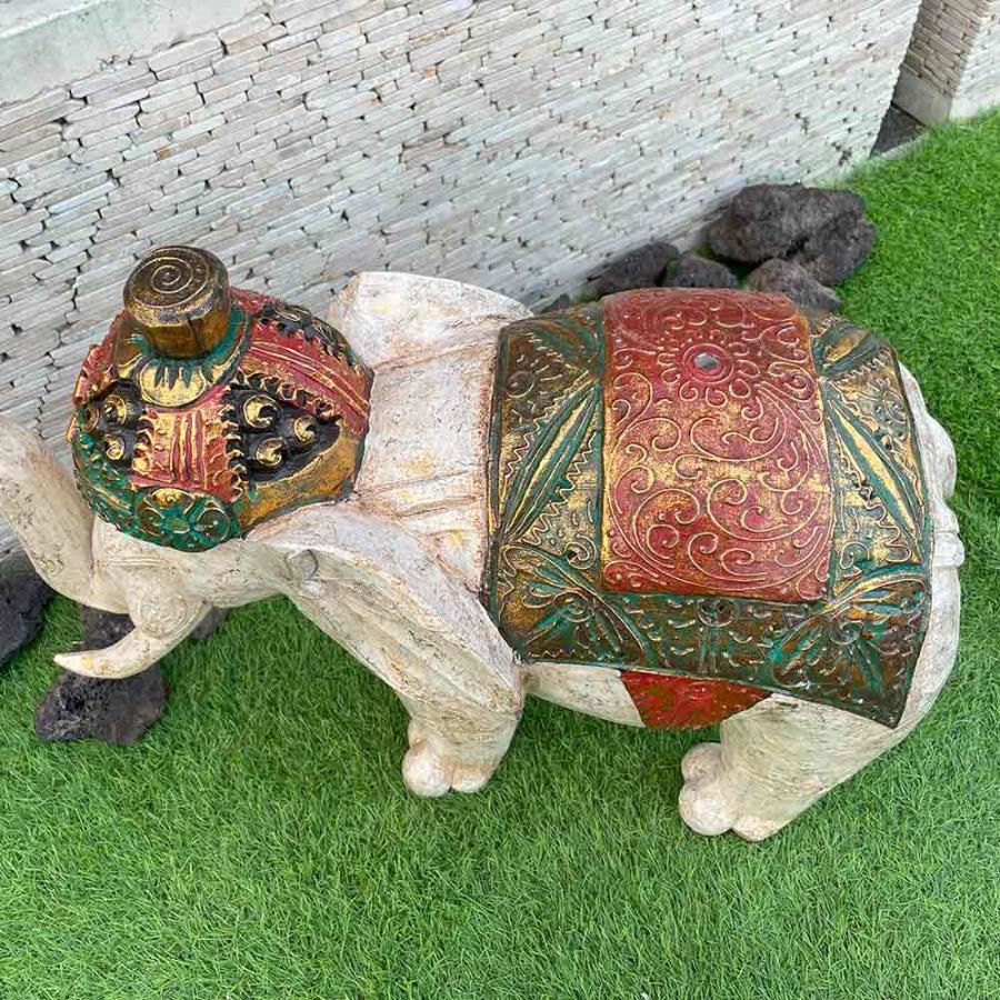 象の置物 ゾウのオブジェ 木製 象 大 W60cm 2色 金 白 木彫りの 象の置物 ゾウのオブジェ 木製 象 大 W60cm 2色 金 白 木彫りの
