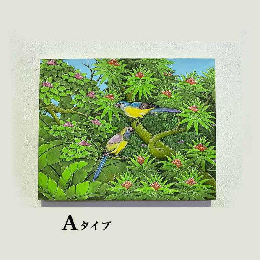 バリ絵画 鳥の絵 鳥 2羽 3柄 W50×H40cm 花鳥風月 絵画 アートパネル