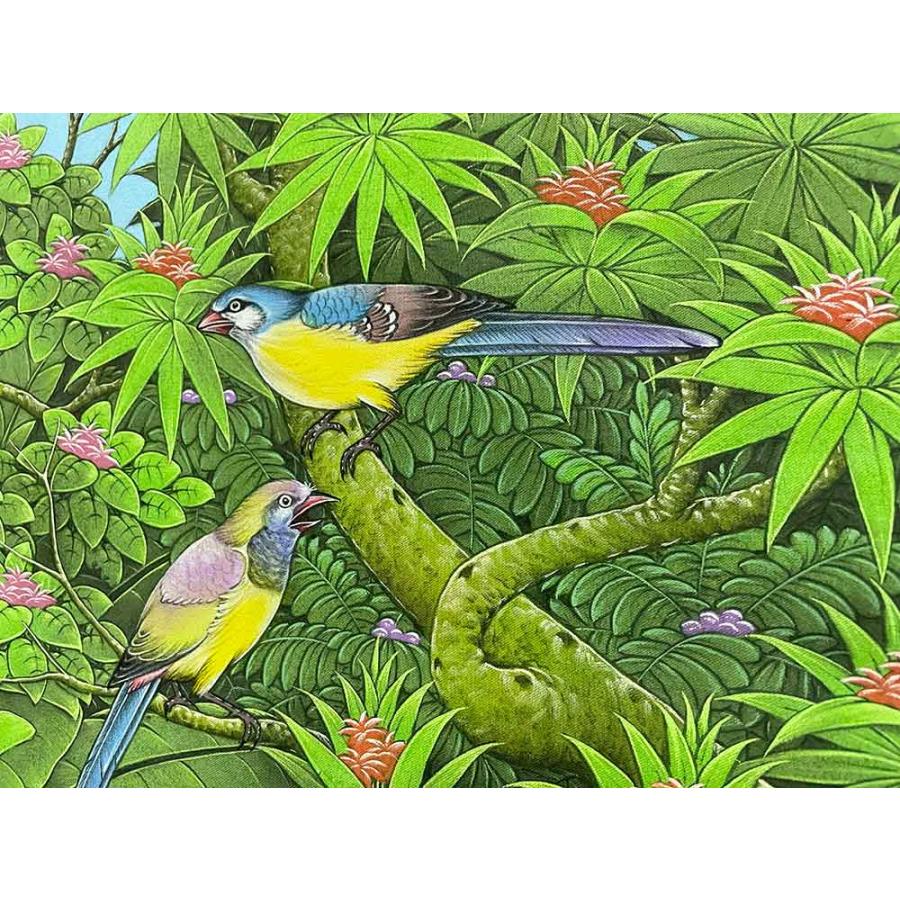 バリ絵画 鳥の絵 鳥 2羽 3柄 W50×H40cm 花鳥風月 絵画 アートパネル