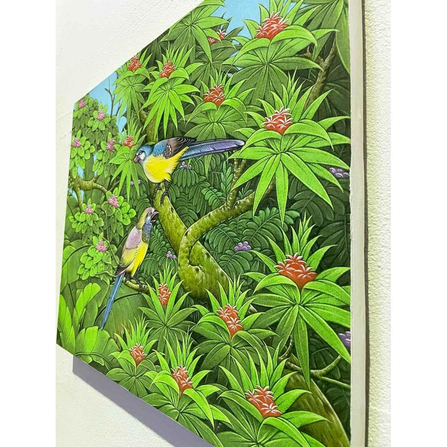 バリ絵画 鳥の絵 鳥 2羽 3柄 W50×H40cm 花鳥風月 絵画 アートパネル