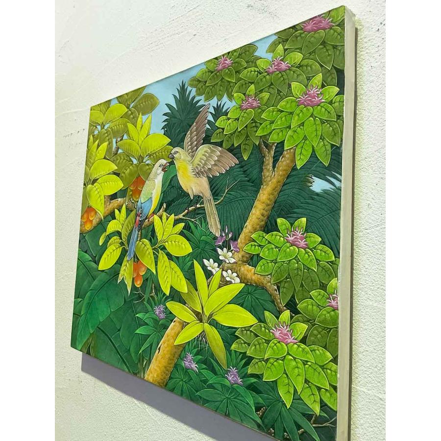 バリ絵画 鳥の絵 鳥 2羽 3柄 W50×H40cm 花鳥風月 絵画 アートパネル
