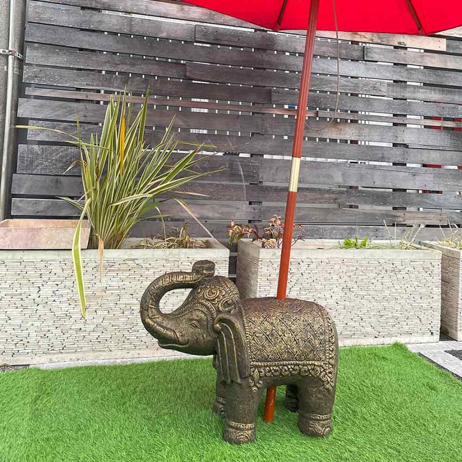 パラソルスタンド 象 ゾウ パラソル用ベース アンティークゴールド