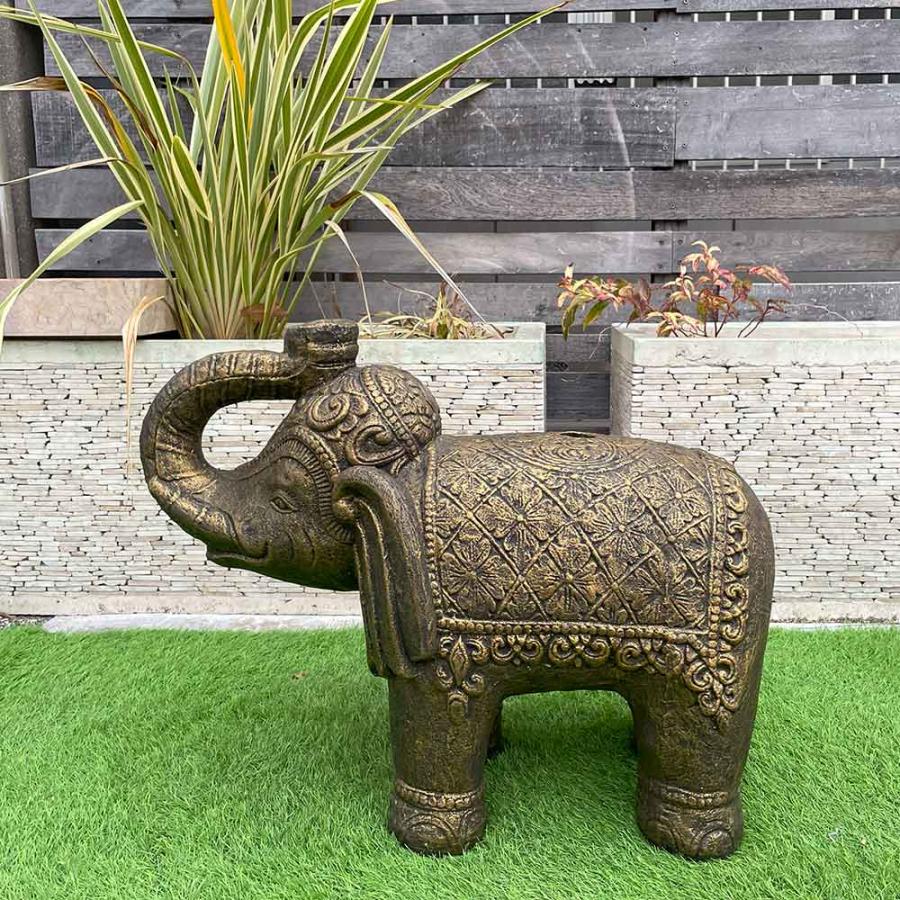 パラソルスタンド 象 ゾウ パラソル用ベース アンティークゴールド