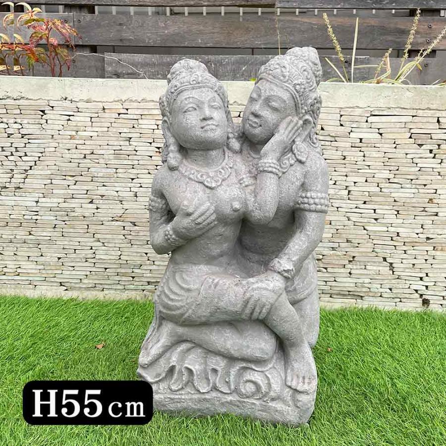 石像 ラーマ シータ ラマシタ ペア石像 グレー H55cm セメント製