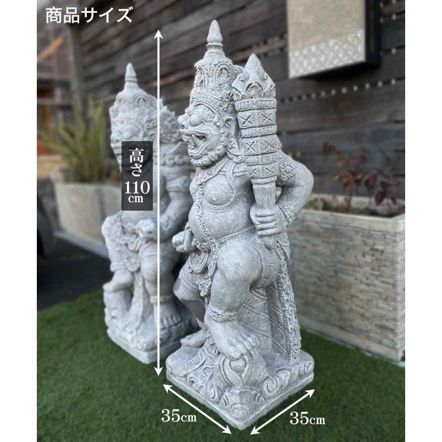 バリ島の石像 ラクササ像 ラクササ 石像 グレー H110cm 2体(左右 バリ島の石像 ラクササ像 ラクササ 石像 グレー H110cm 2体(左右