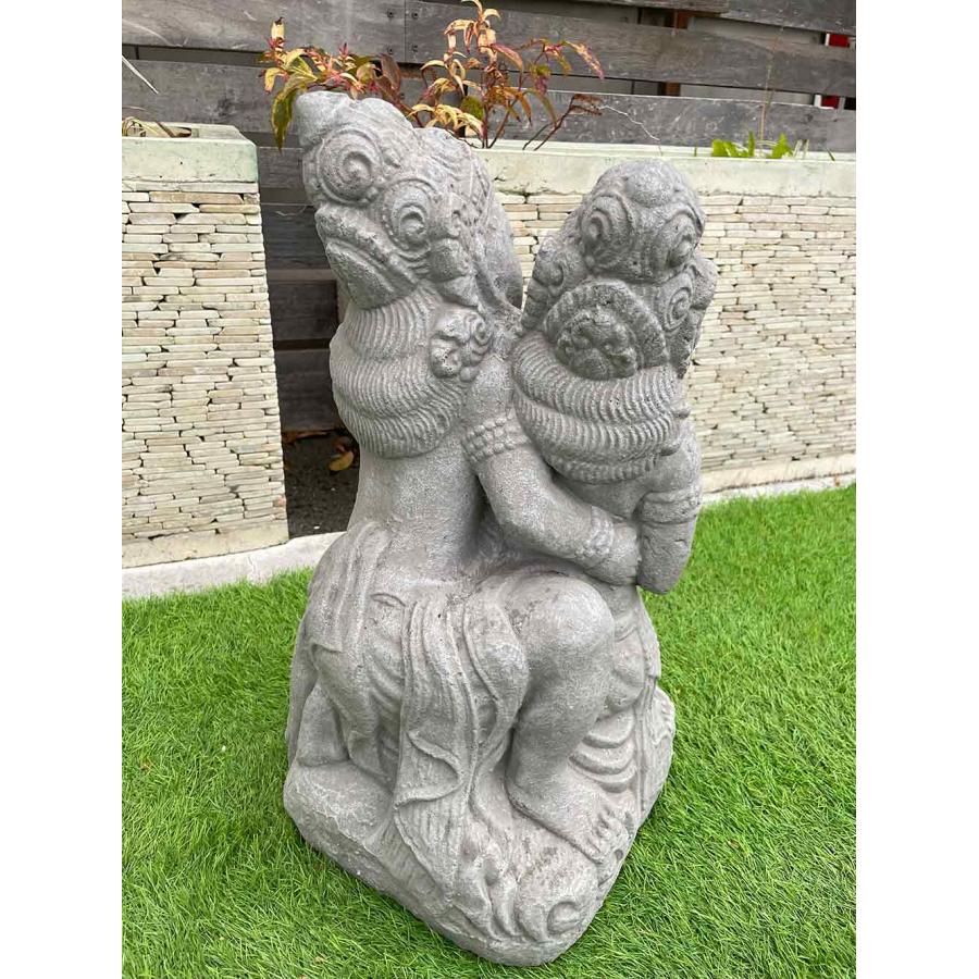 石像 ラーマ シータ ラマシタ ペア石像 グレー H55cm セメント製 庭