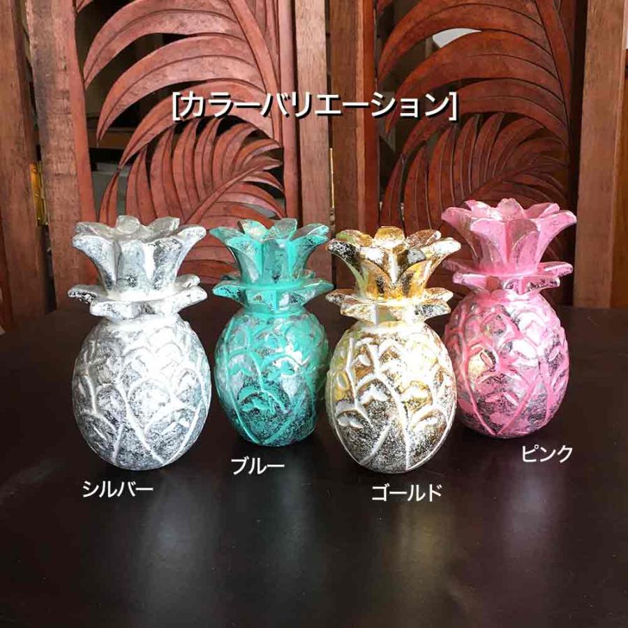 木製 木彫り パイナップル ウッド オブジェ 置物 Lサイズ 24cm 4色