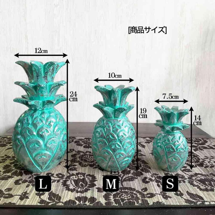 木製 木彫り パイナップル ウッド オブジェ 置物 Lサイズ 24cm 4色