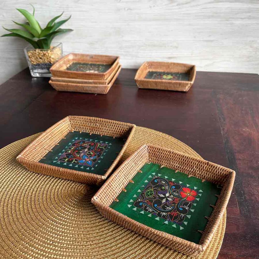 アタ バスケット トレイ 6タイプ 正方形 15×15cm 籠 かご カゴ 小物